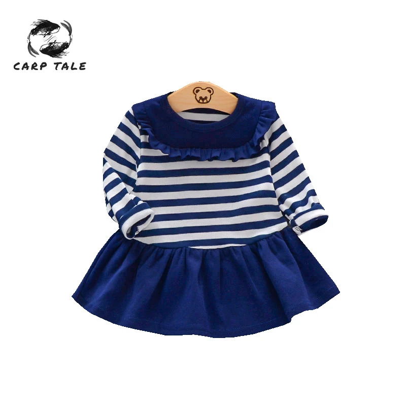 

Children's dress girls dress spring 2019 new striped dress children's long-sleeved cotton children's clothing baby dress