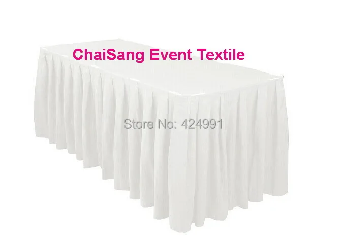 Image High Qualiy White Accordion Pleat Polyester Plain Bridal Table Skiring for Weddig , 75cmx430cm