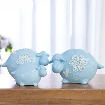 

Creative Modern Simple European Ornaments Living Room Wine Cabinet Decoration Ceramics Super Sprouting Sheep Wedding decoration