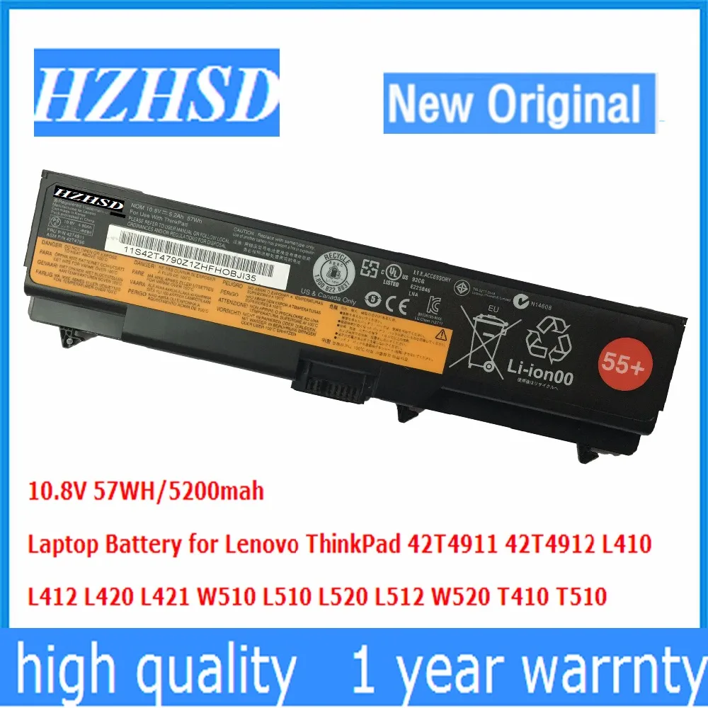 10 8 V 57WH оригинальный T410 Аккумулятор для ноутбука Lenovo ThinkPad 42T4911 42T4912 L410 L412 L420 L421 W510
