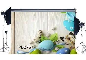 

Photography Backdrops Easter Theme Eggs Butterfly Nostalgia Stripe Wood Floor Toddlers Lover Portraits Background