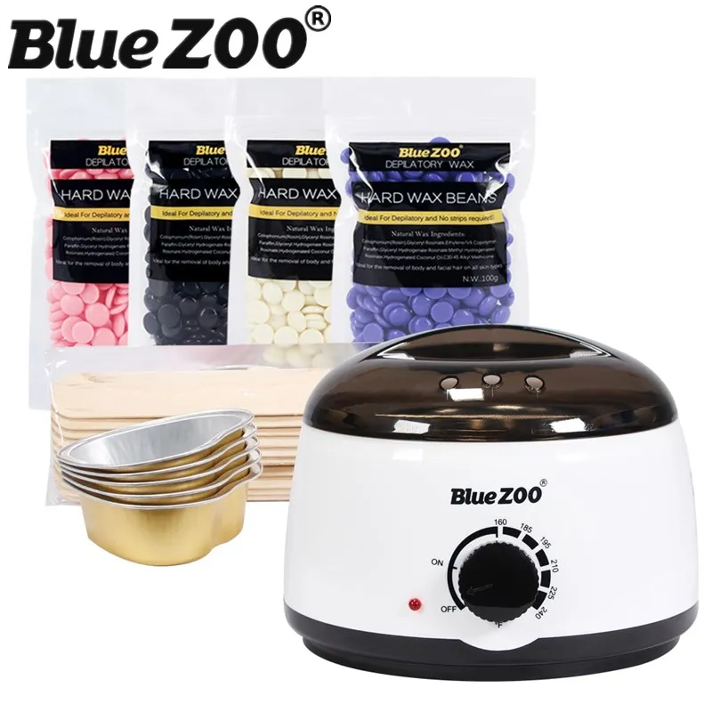 

Depilatory Heater Waxing Machine for Hair Removal 4 Bags Wax Beans 100g with 10Pcs Waxing Sticks and 5Pcs Melting Wax Bowl