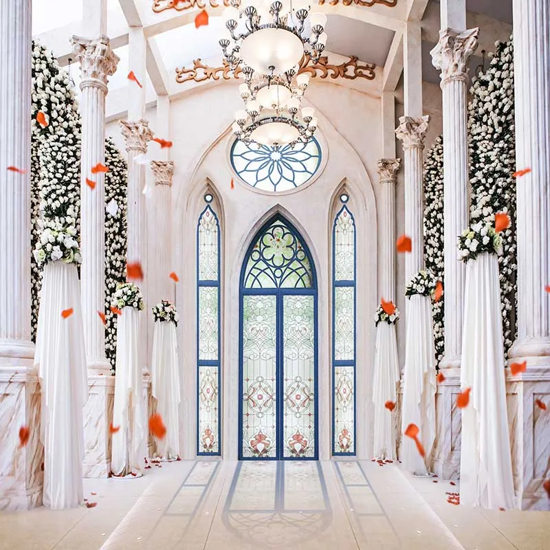 

MEHOFOTO Vinyl Photography Background Vintage Castle Flower Door Computer Printed Wedding Backdrops for Photo Studio CM-6562