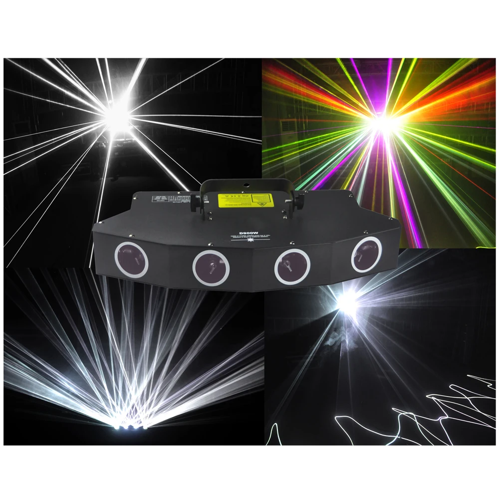 2018 900W led laser stage lighting 4 head 4 tunnels principal white color fill in light 6 colors