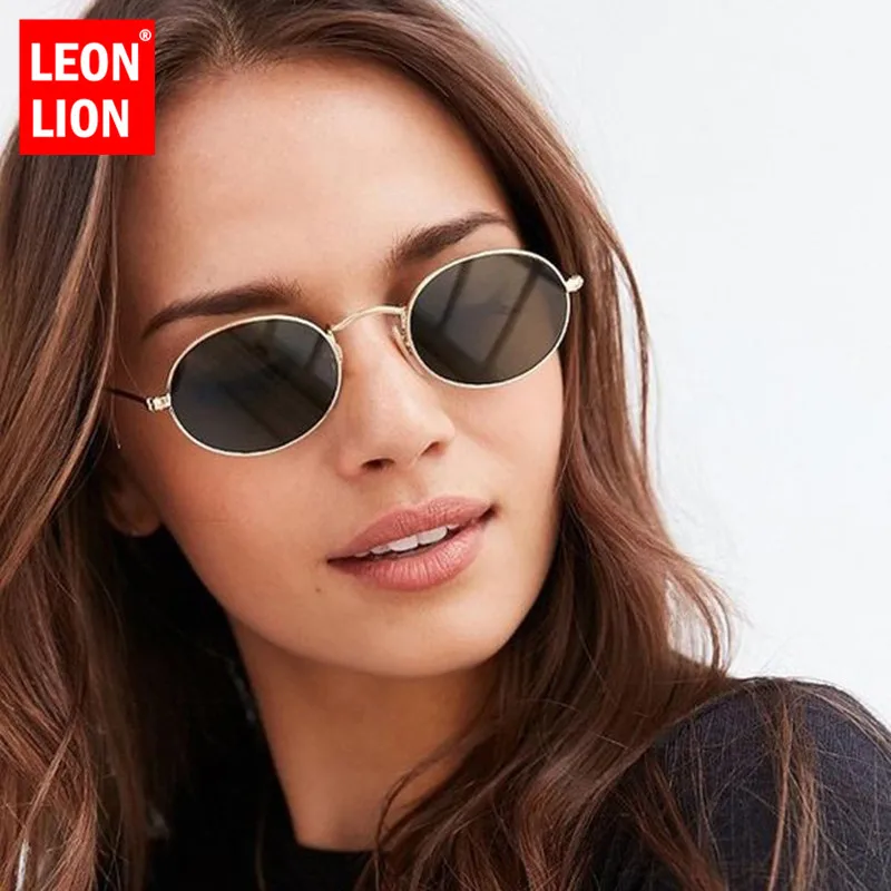 

LeonLion 2019 Fashion Oval Sunglasses Women Brand Designer Glasses Men Round Vintage Mirror UV400 Oculos De Sol Feminino