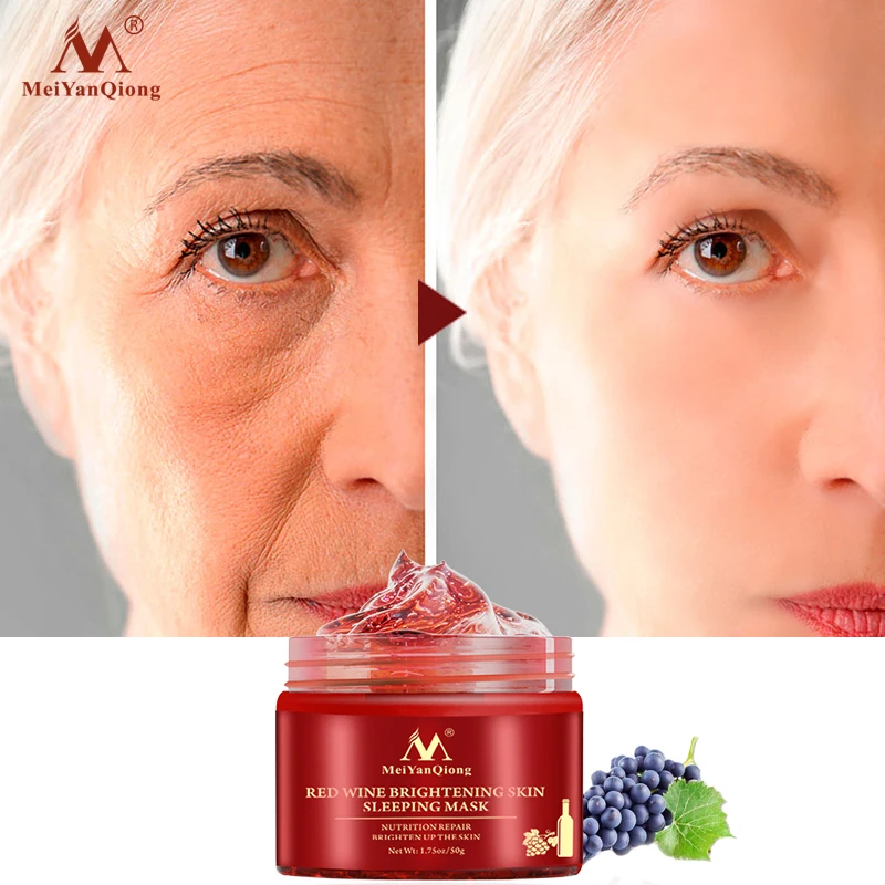 

Red Wine Essence Sleeping Facial Mask Whitening Nourishing Mask Moisturizing Nutrition Repair Brighten Up The Skin Gel TSLM1