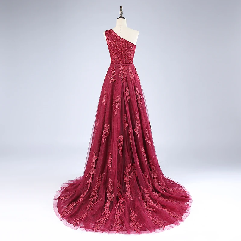 one shoulder burgundy bridesmaid dresses