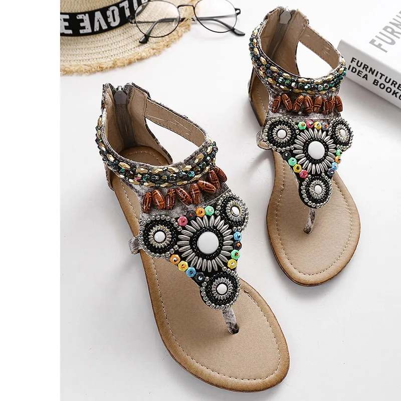 YAERNI 2019 بوهيميا الشقق صنادل طراز جلاديتور الصيف مطرز الانزلاق على الوجه يتخبط عارضة الراحة الأحذية امرأة حجم 35-40 E840 YAERNI 2019 بوهيميا الشقق صنادل طراز جلاديتور الصيف مطرز الانزلاق على الوجه يتخبط عارضة الراحة الأحذية امرأة حجم 35-40 E840