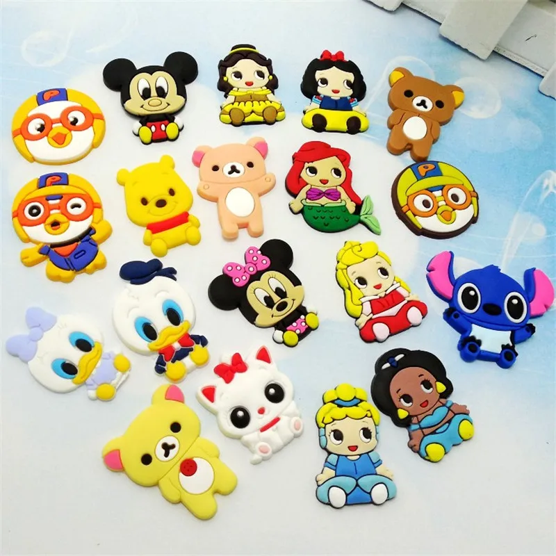 

19Pcs/lot Mickey Minnie Cartoon Princess Donald duck Accessories Flat Back PVC DIY Gadgets shoe charms phone case kids gift