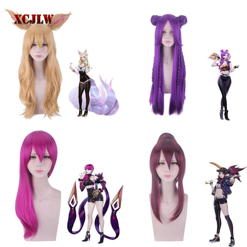 

VEVEFHUANG LOL KDA Ahri Akali Kaisa Evelynn Cosplay Costume Wigs Women Purple Brown Wig
