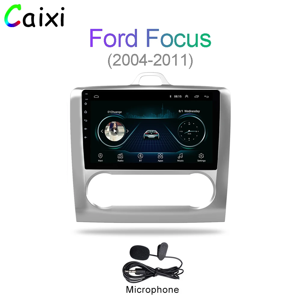 Cx-ff-MIC CAIXI 9 ''2.5D Android 8,1 автомобильный Радио мультимедийный плеер для 2004 2005 2006-2011 Ford Focus Exi AT 2DIN Gps навигация автомобильный DVd - Цвет: Cx-ff-MIC