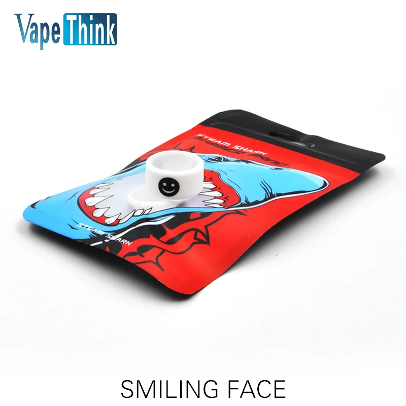 

5pcs/lot Vapethink 22mm Smile Face Soft Rubber Silicone Seal Ring Gel Vape Band Vapeband for E Cigarette White Blue