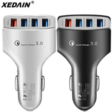 XEDAIN QC3.0 7A автомобильное зарядное устройство для мобильного телефона автомобильное зарядное устройство 4 порта USB Автомобильное зарядное устройство для мобильных телефонов iphone Xiaomi быстрая умная зарядка
