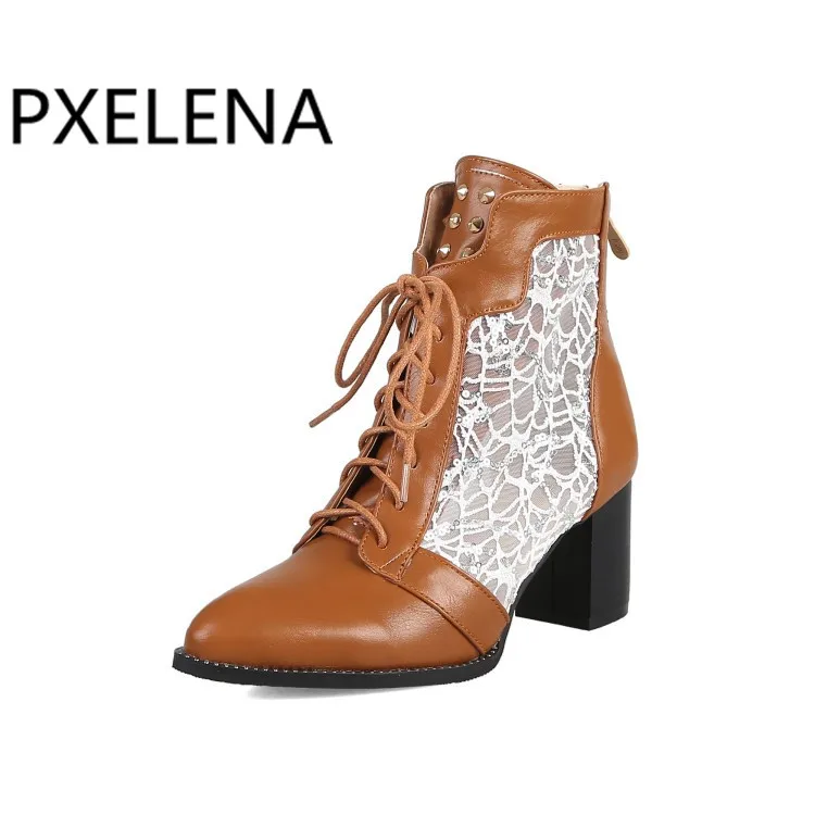 Летние сетчатые ботильоны PXELENA 2019 сандалии гладиаторы женские дышащие босоножки