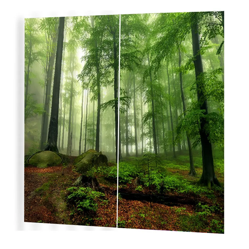 

Forest Prints Curtains Room 3d Curtain Window Drapes BJQ-1280(2) 140*100cm Trendy Living Room Bedroom Blackout
