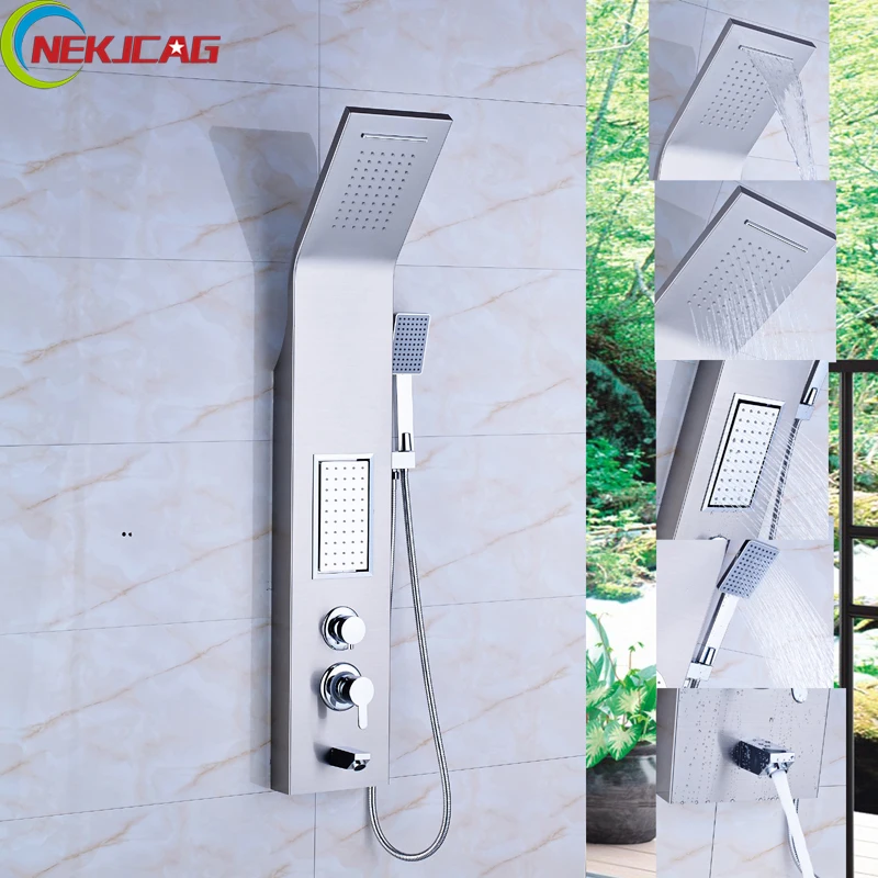 Wall Mounted Rain Waterfall Shower Panel Massage System Shower Column