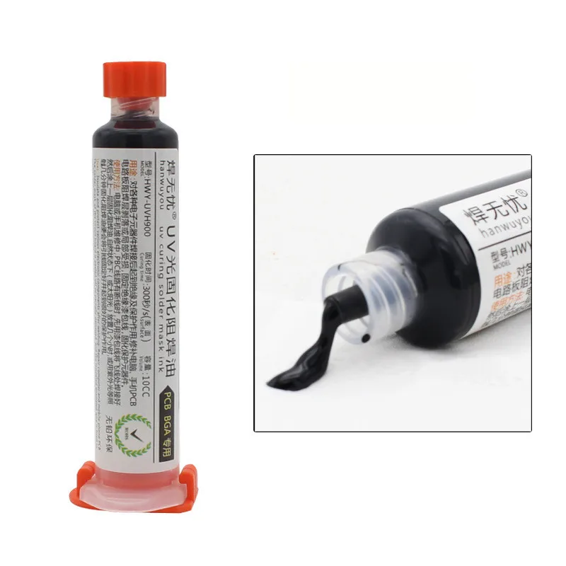 5 Color UV Curable Solder Mask 10CC for PCB Circuit Board Protect Soldering Paste Flux Oil With Neddle And Syringe Push