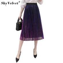 Летняя новая женская юбка из тюля с эластичной талией, длинные плиссированные юбки, Женская кружевная юбка с высокой талией