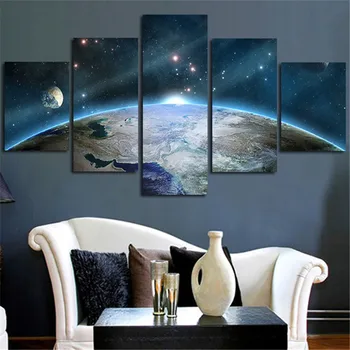 

5 Panels Wall Painting Sunrise The Earth Canvas Art Pictures Milky Way Poster And Prints Home Decoration For Living Room