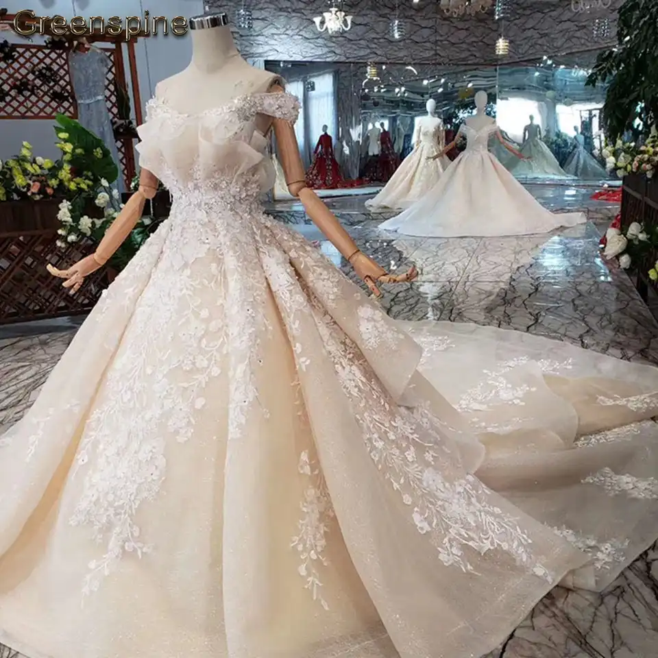 Greenspine Indian Wedding Dress 2019 Off The Shoulder Luxury