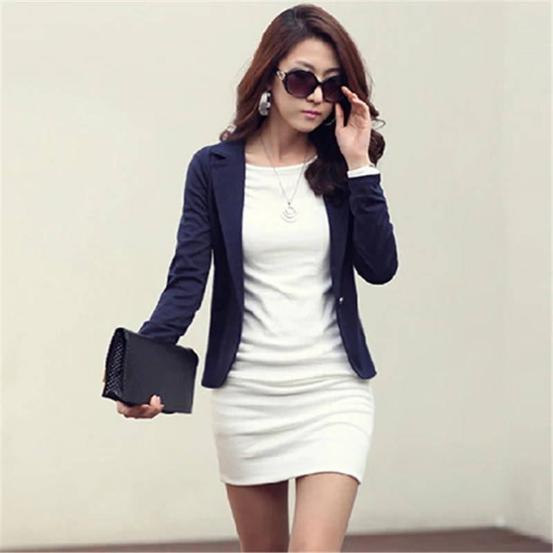 المرأة الكورية نمط عارضة ضئيلة قصيرة السترة سترة معطف أبلى بلوزة الأعلى