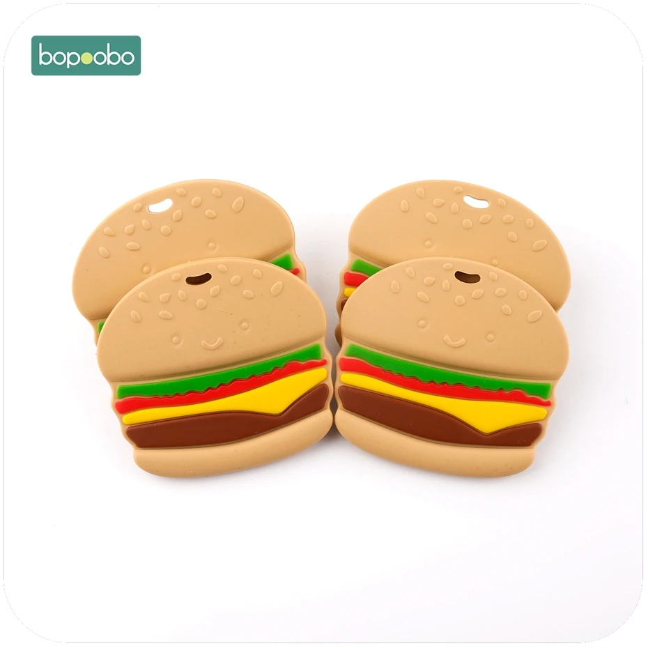 

Bopoobo Baby Crib Toy DIY Baby Rattle 1pc Cartoon Hamburger DIY Crafts Chew Materials Teether Nursing Accessories Pendant