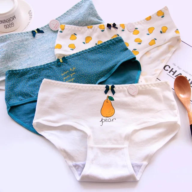 4Pcs/Lot Girl Panties Pear Underwear Kids Briefs Cotton Lingerie Soft