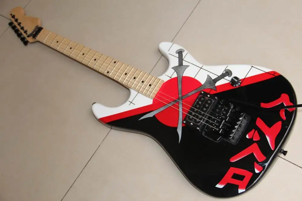

High Quality GYSP-9006 Sword Pattern cover,Floyd Rose,2 Open Pickups,22 Frets,Maple Fretboard Electric guitar, Free shipping