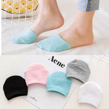 

3Pair=6Pcs Casual Women Boat Socks Thin Half Solid Color Socks Girls Breathable Non-slip Sweat-absorb Half Palm High Heel Socks