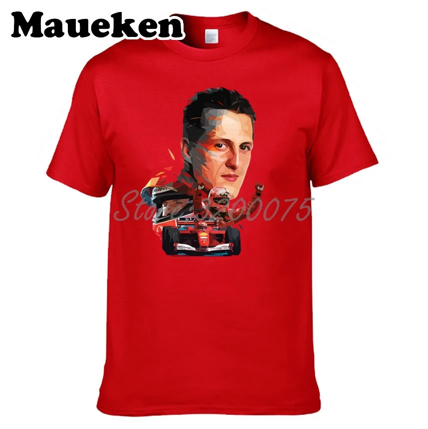 Мужская футболка Michael Schumacher 1 racing driver seven time Formula одежда чемпиона мира с круглым