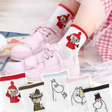 Новинка года; сезон осень-зима; женские носки «Мумин Муми-тролли»; забавные носки без пятки с изображением бегемота