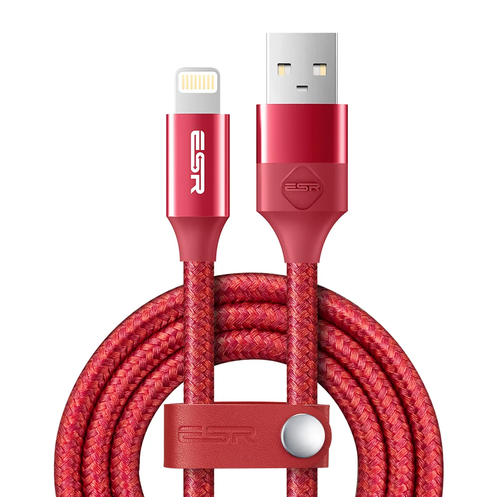 ESR MFI сертифицированный кабель Lightning-USB 8-Pin 3.3ft для быстрой зарядки данных 1 м 2 м для iPhone 11X8 Plus 7 6s 6 SE для iPad Pro Air