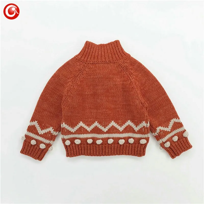 Children Girls Cardigan Orange Baby Boys Cotton Sweater Button Kids Warm Knitted Wear Clothes Crochet Coat Clothing 1-4Y (12)