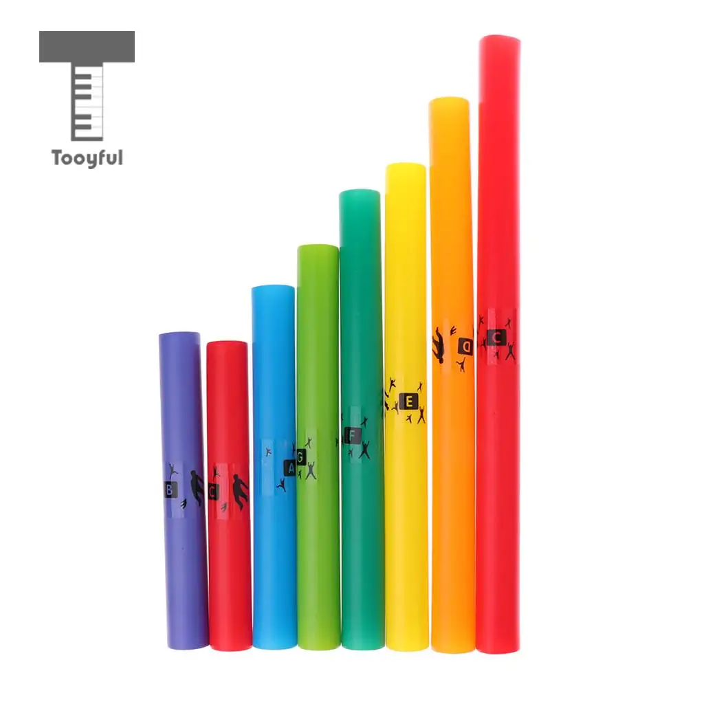 Дешево Tooyful Изысканный красочный 8 тонов C основные диатонические весы набор ударный инструмент трубы музыкальные игрушки для детей подарок
