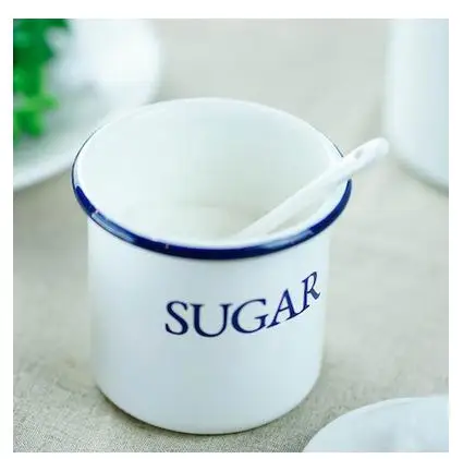 Эмалированные белые сахарные банки кофейные банки кухонные контейнеры для продуктов простая сахарница