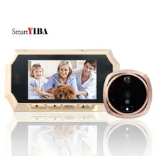 SmartYIBA 720P широкий угол 4," видео дверной звонок видео дверной зритель Обнаружение движения автоматическая запись дверной глазок зритель дверной глазок