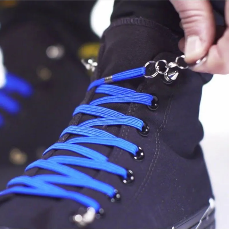 1 Pair New Elastic Shoelaces Flat Shoe laces No Tie Metal Buckle Unisex Convenient Shoelace Quick Safety Sneakers Lazy laces