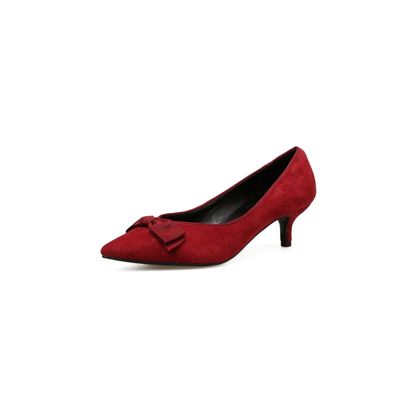 

New 2018 Spring and Autumn Women Shoes Middle HeelMed (5cm) Butterfly Knot Pointed To Toe Shoes Women Shoes