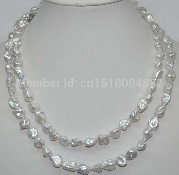 shitou 00124 Natural white 9*11mm Baroque Reborn Keshi Cultured Pearl Necklace 34&quot (c0323) | Украшения и аксессуары
