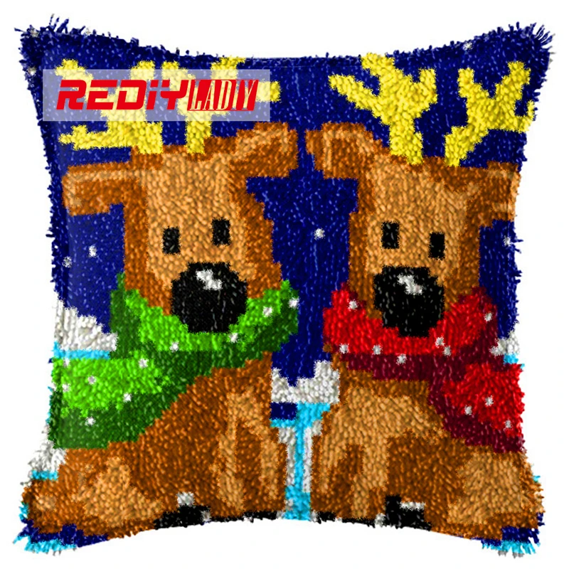 

REDIY LADIY Latch Hook Cushion DIY Yarn for Cushion Cover Christmas Pillow Case Sofa Cushion Printed Canvas Decorative Pillow