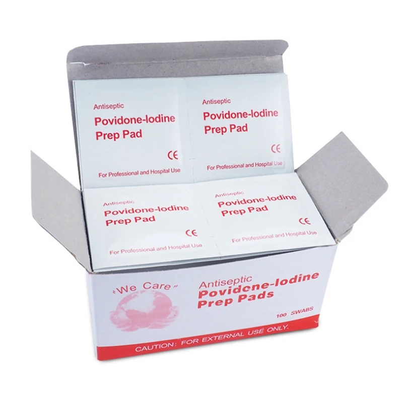 

100pcs Povidone-Lodine Prep Pad Sealed Sterile Wound Disinfection For Home Travel Outdoor Camp First Aid Kits Accessories