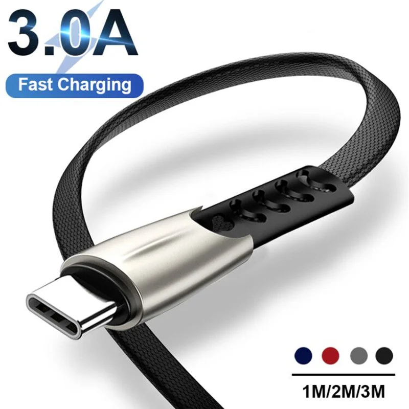 

1m 2m 3m 3A Fast Charging USB Cable Type C Charger For Samsung For Huawei For Xiaomi Android Mobile Phone USB Data Cable Charger