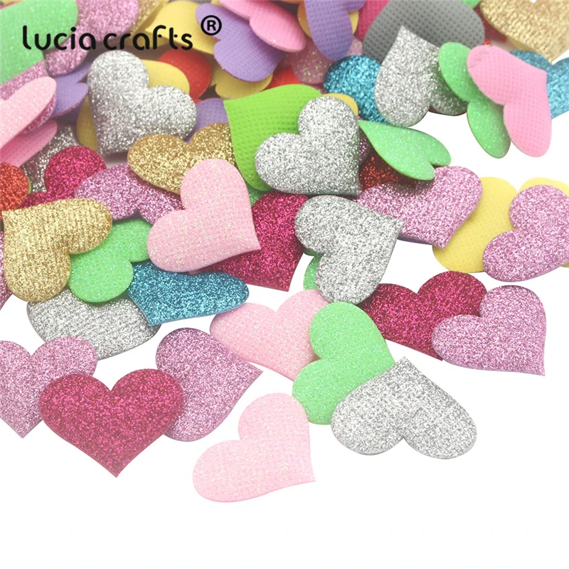 20pcs/lot Approx 3.5*3cm Glitter heart-shaped Felt Cloth Non-woven
Fabric DIY Scrapbooking Applique Wedding Decoration B1106