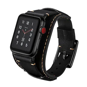 Новейшие часы из натуральной кожи браслет ремешок для Apple Watch Series 1 2 3 iWatch 38 мм 42 мм ремешки для часов - Цвет ремешка: Black - brown stitch