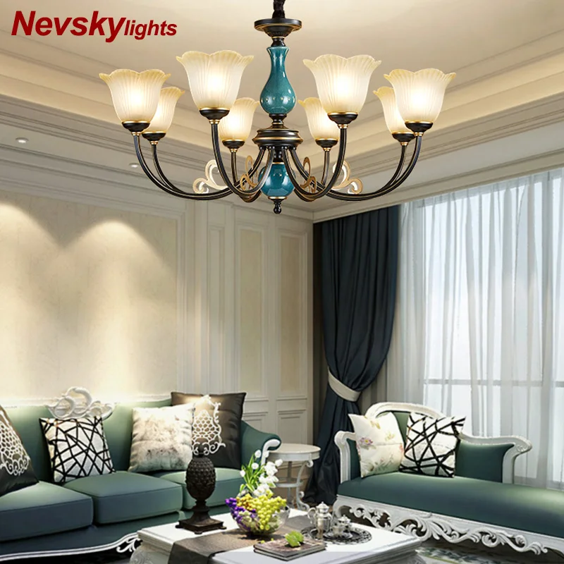 

Chandelier porcelain for living room Modern chandelier lighting for dining room ceiling chandelier bedroom copper lamp loft
