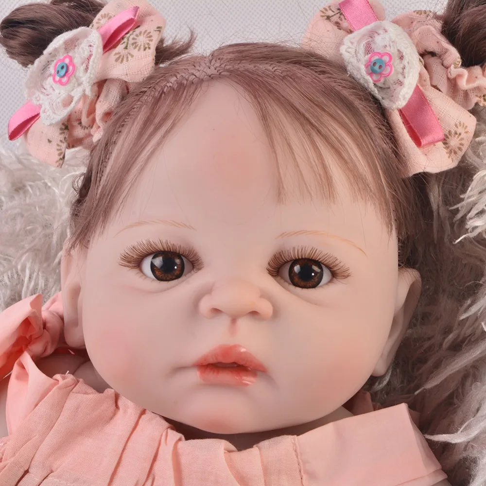 

Bebes reborn 23"57cm full silicone reborn baby girl dolls toys child bathe toys menina boneca reborn babies dolls