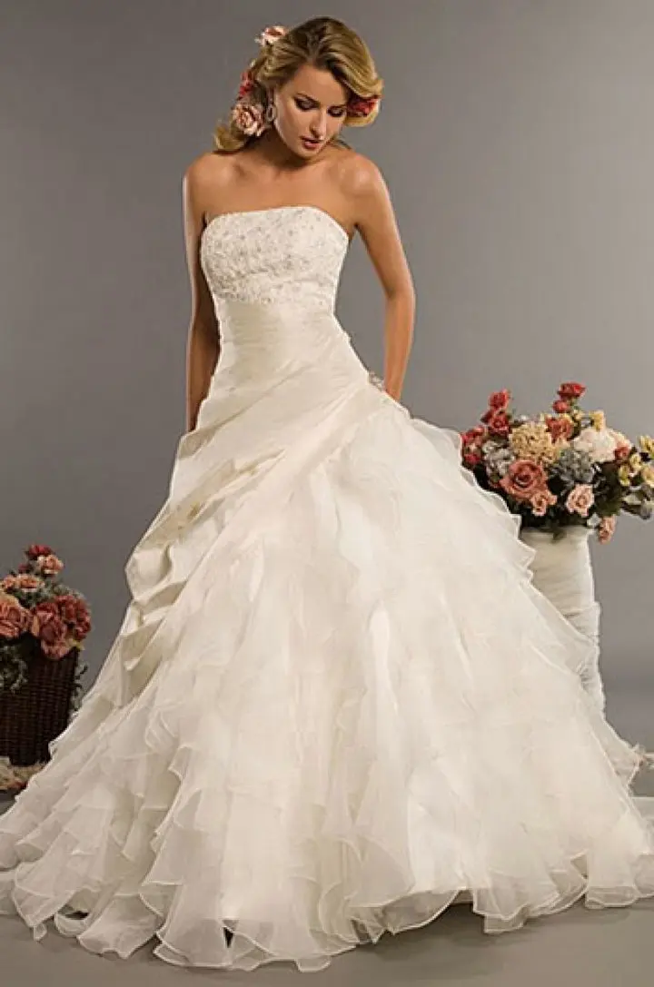 

Short Train Ivory Organza Taffeta Best Style Bridal Wedding Dresses China 2016