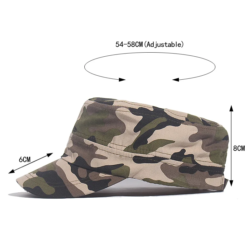 Classic Military Caps Fitted Flat Top Baseball Caps Army Camouflage Sun Hats Outdoor Sports Camping Style