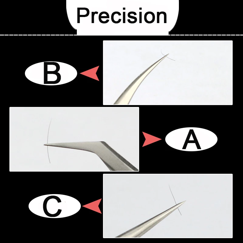 ISEEN Пинцет для ресниц из нержавеющей стали, накладные ресницы, Пинцет для наращивания, щипцы с острым зажимом, профессиональный инструмент