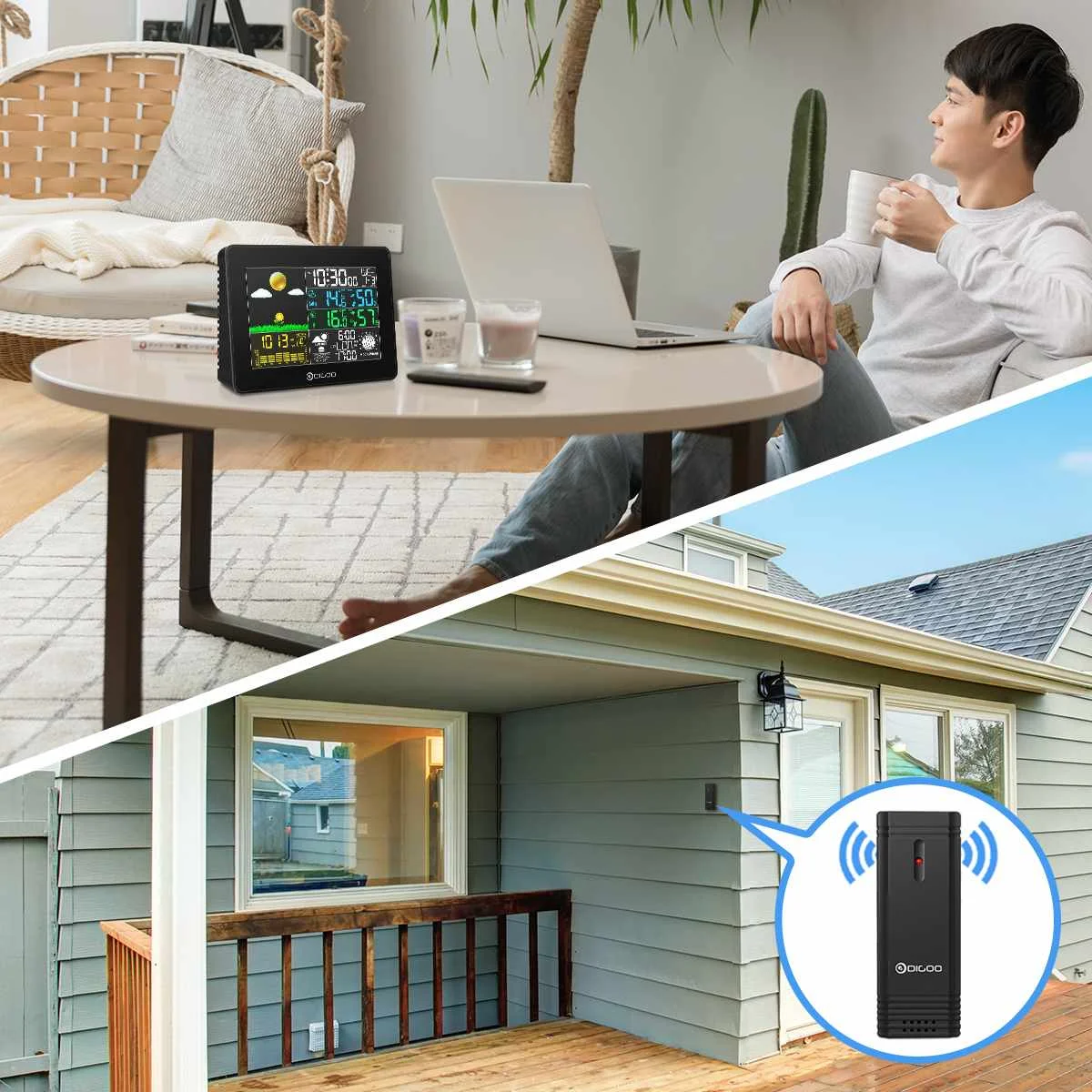 Digoo DG-TH8868 Цифровая метеостанция Беспроводная+ крытый Открытый датчик температуры инструменты гигрометр термометр часы
